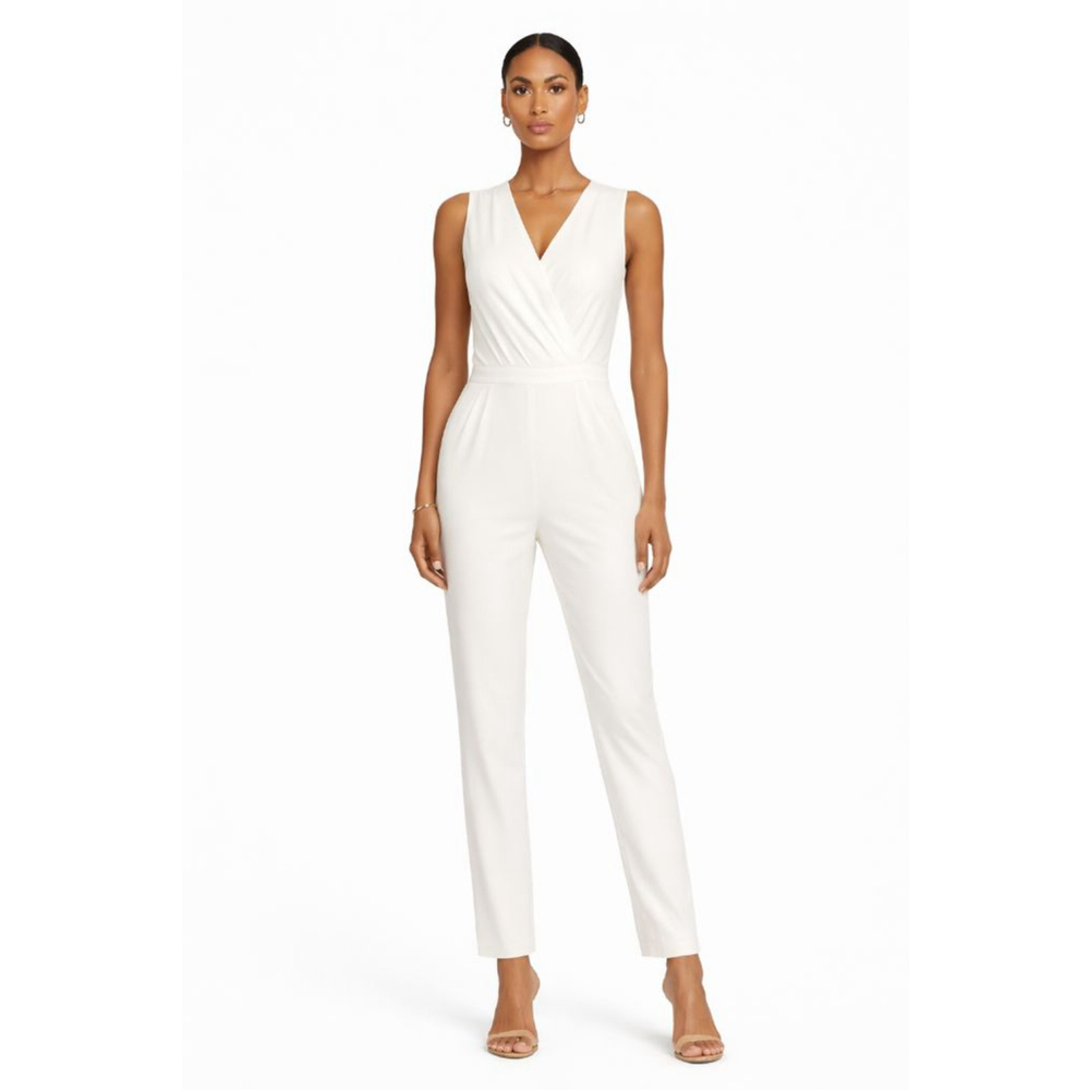 DREW Kyra Ivory Sleeveless Wide Leg Jumpsuit Medium NWT Missing Belt Made in USA
